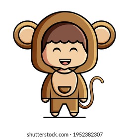 Cute monkey mascot vector design