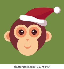 Cute monkey New Year vector illustration