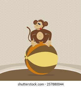 Cute monkey on the ball