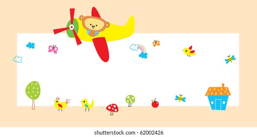 cute monkey on flying plane board