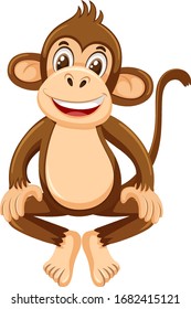 Cute monkey on white background illustration