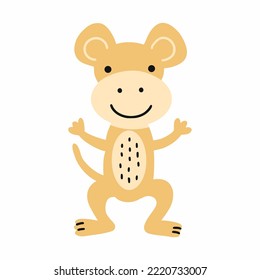 Cute monkey on white background. Character for children book. Doodle style illustration.
