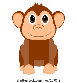 Cute monkey on a white background, Vector illustration