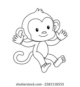 cute monkey outline for coloring illustration