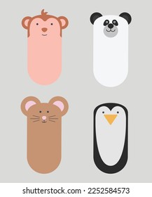 Mono, panda, ratón y pingüino