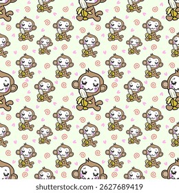 Cute monkey pattern on light background