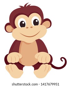 Cute  Monkey. Picture isolated on white background