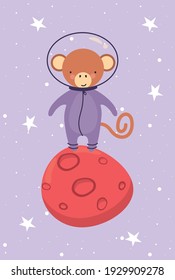 cute monkey in planet character