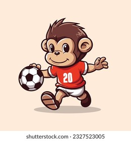 ilustración del vector de fútbol del mono lindo