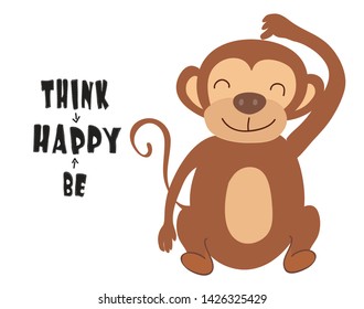 cute monkey print .vector illustration for childish t shirt,clothes, fabric
