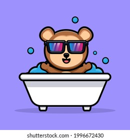 Ricos de monos ingenuos toman un baño de mascota de dibujos animados