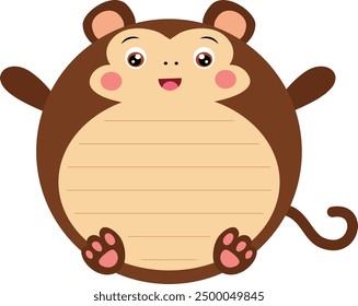 Cute monkey round sticker notebook and school label