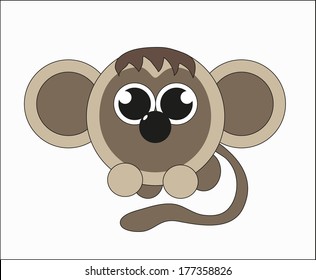 Cute monkey round. Vector.