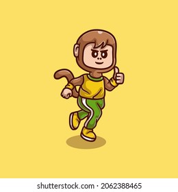cute monkey running, suitable for a cute running monkey t-shirt or mascot design