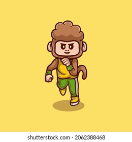 cute monkey running, suitable for a cute running monkey t-shirt or mascot design