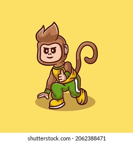 cute monkey running, suitable for a cute running monkey t-shirt or mascot design