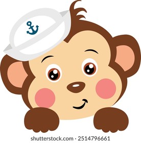 Cute monkey sailor peeking out
