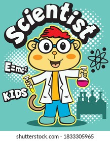 Caricatura de cientista mono para camiseta
