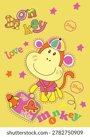 Cute monkey scout exploring