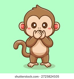 süßer Affe schockiert Cartoon Vektor Symbol Illustration. Tier Natur Icon Konzept isolierte Premium-Vektor. Flacher Cartoon-Stil