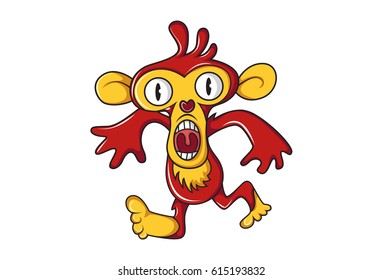 Cute Monkey Shocked. Vector Illustration. Isolated on white background.