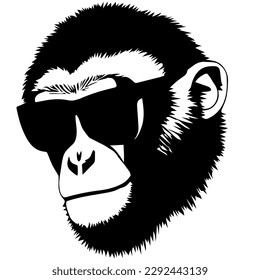 cute monkey silhouette in a sunglasses