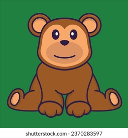 Cute monkey is sitting. Animal cartoon concept isolated. Can used for t-shirt- greeting card- invitation card or mascot.