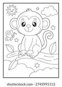 Cute Monkey Sitting Tree