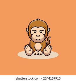 Cute monkey smiling cartoon illustration