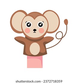 Cute monkey sock toy on white background