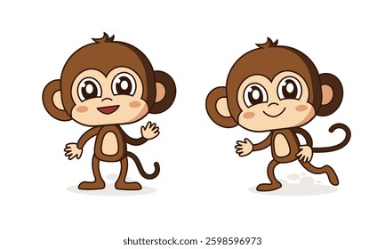 Cute Monkey Standing, Cartoon Vector character