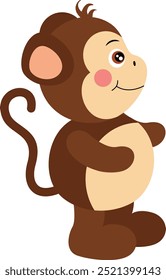 Cute monkey standing isolated on white