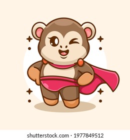 Cute monkey super hero cartoon