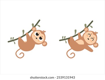 cute monkey with two emotion