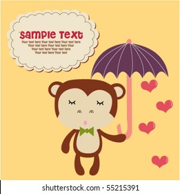 Cute monkey with umbrella 1