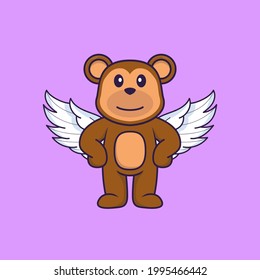Cute monkey using wings. Animal cartoon concept isolated. Can used for t-shirt, greeting card, invitation card or mascot.