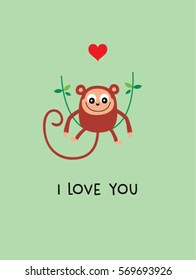 cute monkey valentine gift card