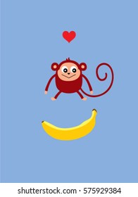 cute monkey valentine greeting card vector