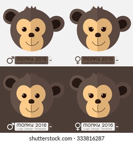 Cute Monkey vector 2016 New Year  Vector illustration
