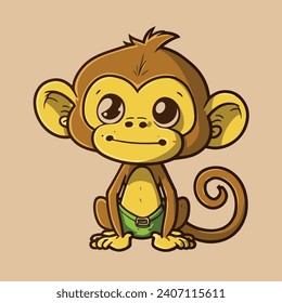 Cute Monkey Vector Art Illustration for kids