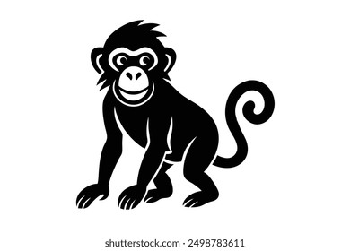 Un lindo Arte vectorial de mono en ilustración de fondo blanco.