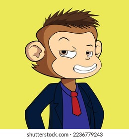 cute monkey vector artwork. NFT monkey art flat vector illustration.
