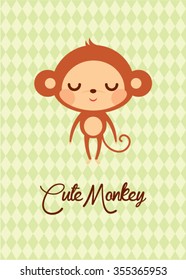 cute monkey vector card