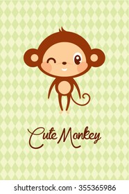 cute monkey vector card