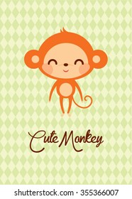 cute monkey vector card