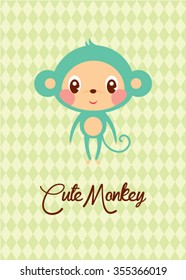 cute monkey vector card