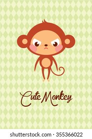 cute monkey vector card