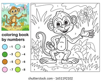 Cute monkey vector coloring by numbers for kids. An educational coloring game will enhance your imagination. Increase concentration.
