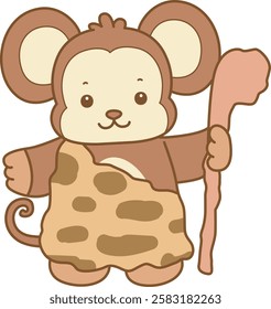 Cute Monkey vector icon. Funny baby Monkey animal series stock illustration. life of fluffy Monkey designs.
Monkey wearing an old fashion costume