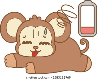 Cute Monkey vector icon. Funny baby Monkey animal series stock illustration. life of fluffy Monkey designs.
Monkey is so tired